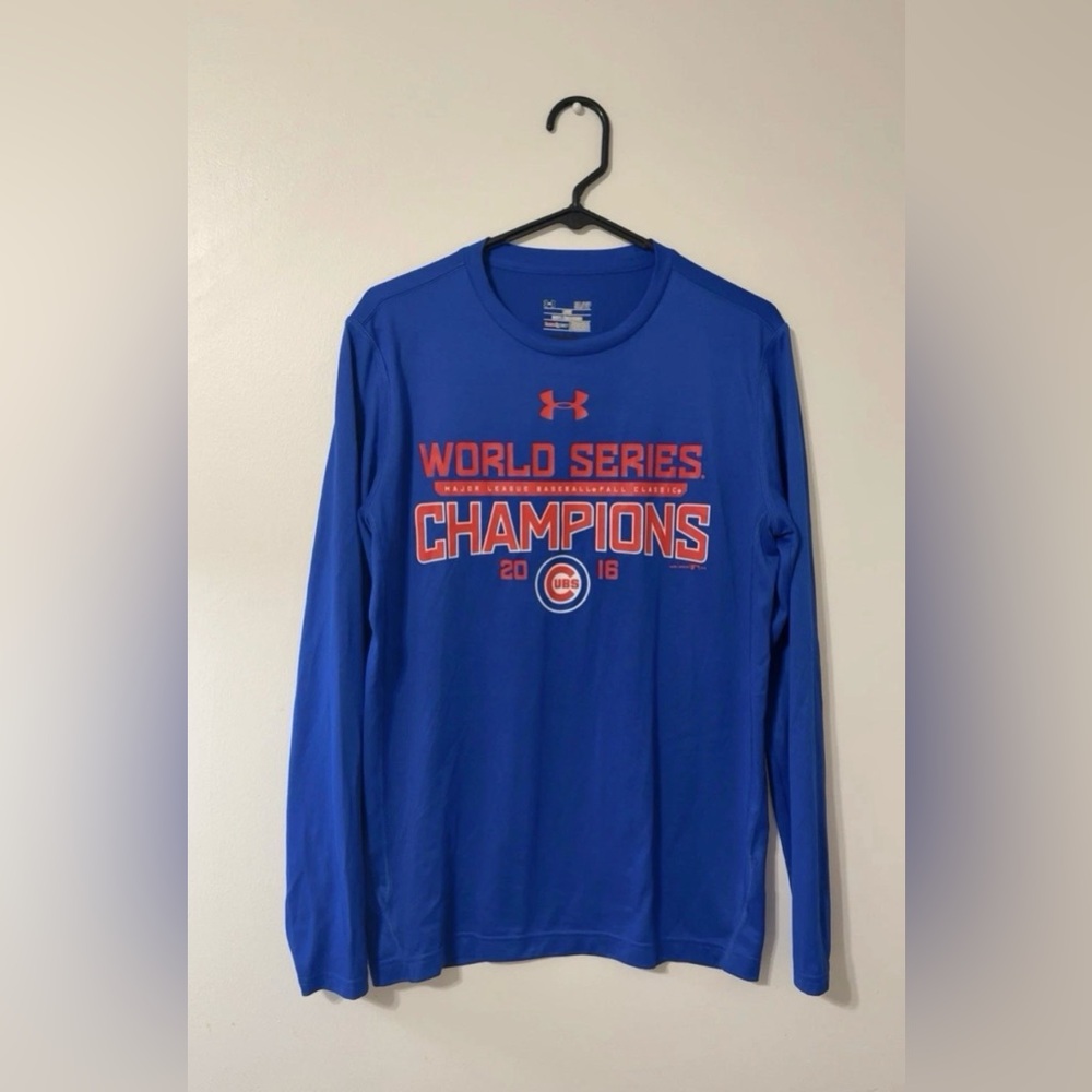 Chicago Cubs 2016 World Series Mens S Long Sleeve Shirt Under Armour HeatGear